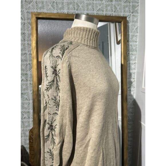 WOOLRICH Pine Pinecone Tree Wool Blend Turtleneck Sweater Women's Size Medium - Picture 2 of 9